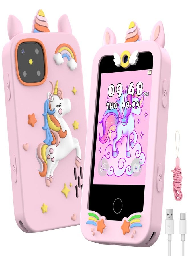 WARWARS Kids Smart Phone for Girls, Christmas Birthday Gifts for Girls Age 3-10 Mini Toddler Cell Phone for Kids, Toddler Girl Learning Toy Phone with Dual Camera, Game, Music Player - Image 1